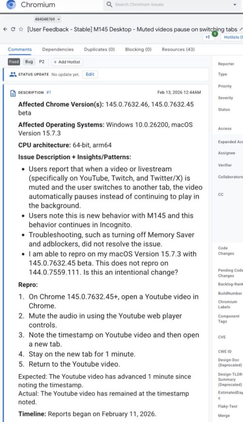Chrome video mute