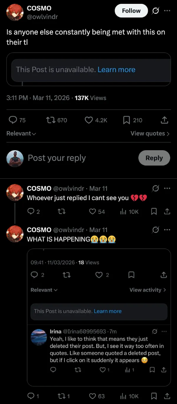 X users report unexplained "This post is unavailable" labels flooding ...