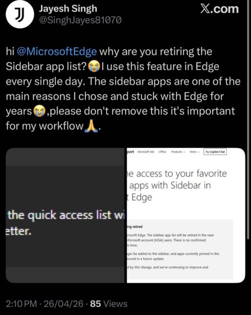 Edge sidebar retiring