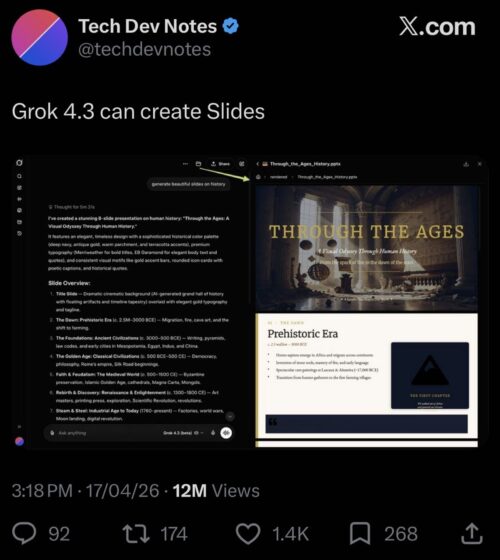 Grok 4.3 creating slides