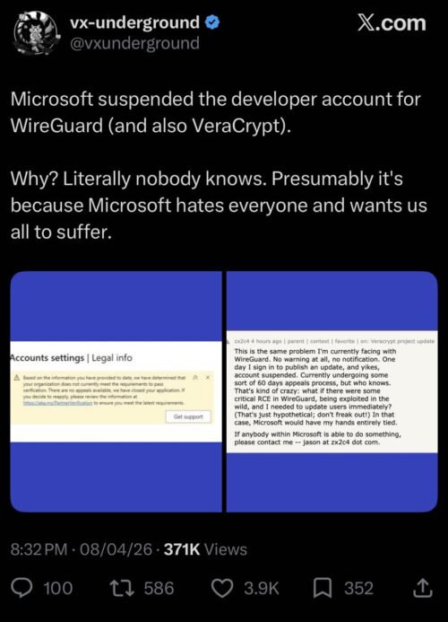 veracrypt Microsoft account suspended