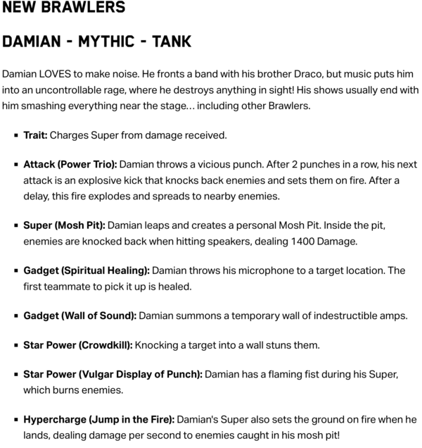 Abilities of Damian via Supercell