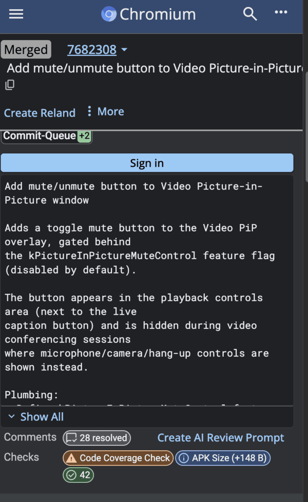 Actualización de Chromium para el botón de silencio, notas de actualización.