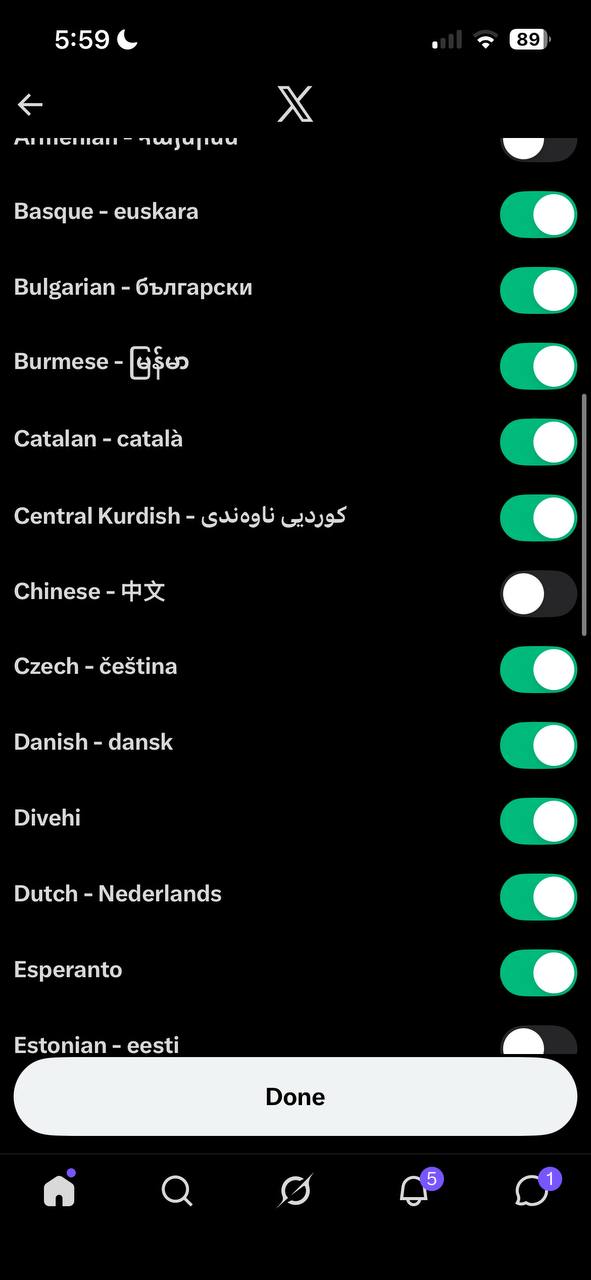 Language toggles.