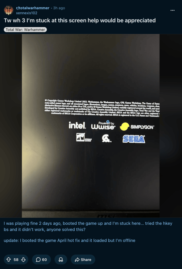 Players report issues with TW3.