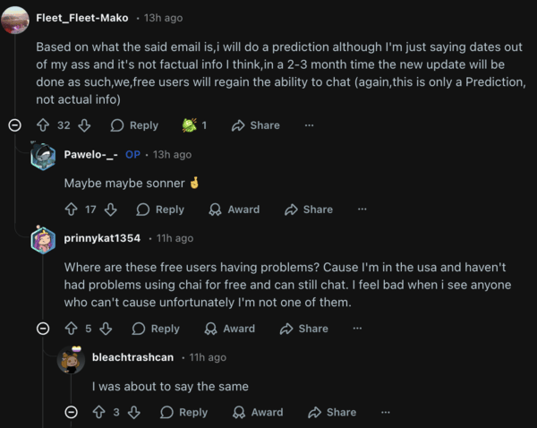 Reddit commentary on the issue.