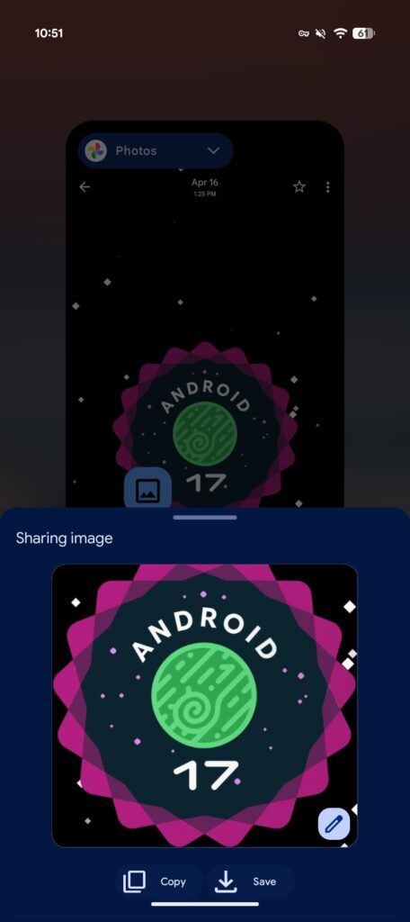 Guardar al compartir imagen en Android 17 Google Pixel