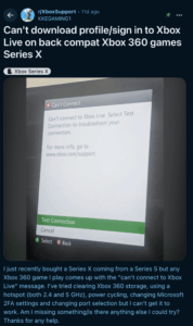 Microsoft investigating Xbox Live sign-in issue on Series X 360 games