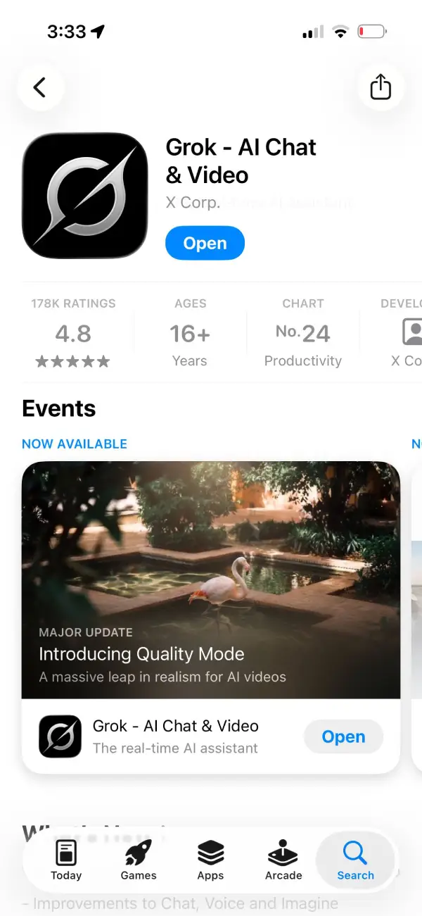 icono de Grok en la App Store