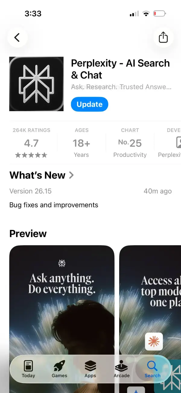 icono de Perplexity en la App Store