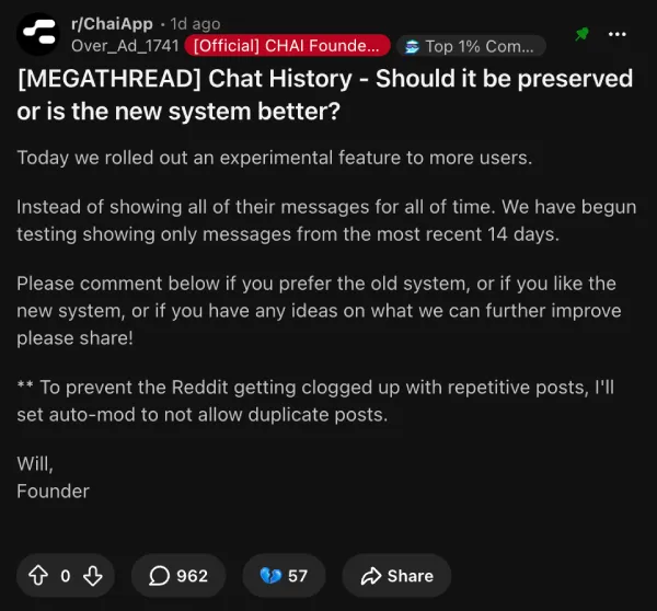 chai-app-old-chats-deleted-experiment-post
