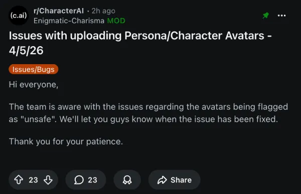 character-ai-profile-picture-bug-acknowledged
