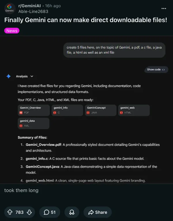 gemini-downloadable-files-feature-widely-released