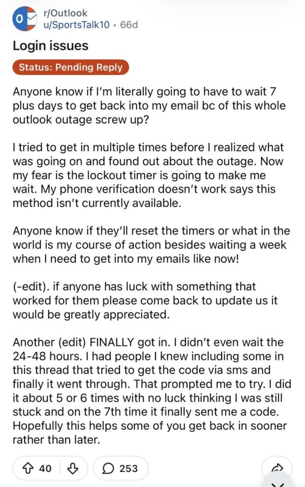 Outlook login issue