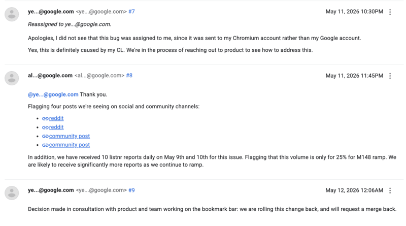 Captura de pantalla de la actualización de Chromium.