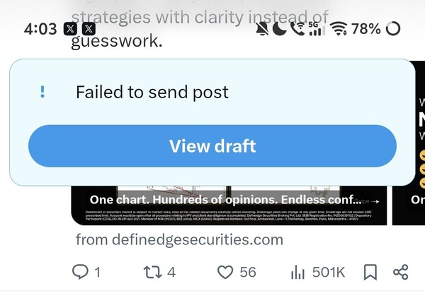 Failed to send post error on X.