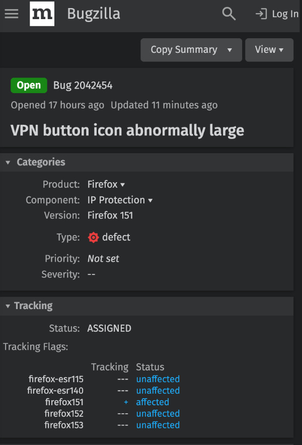 Bug report Bugzilla.