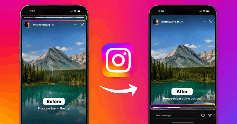 Instagram testing Stories progress bar at the bottom of the screen