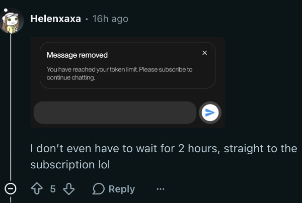 Token limit.