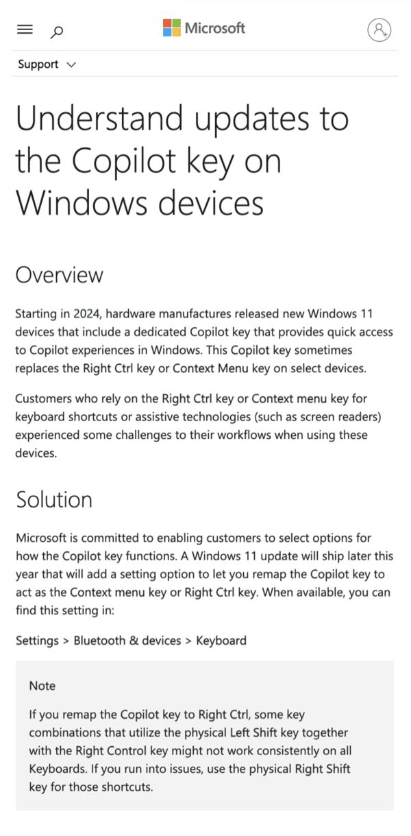 Official support page Microsoft.