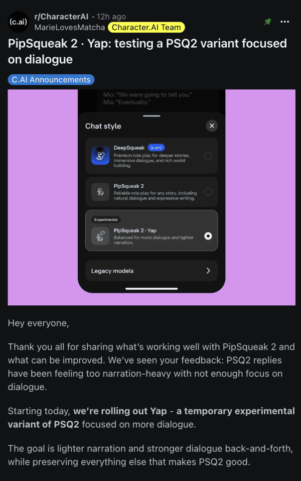 Pipsqueak 2 Reddit announcement.