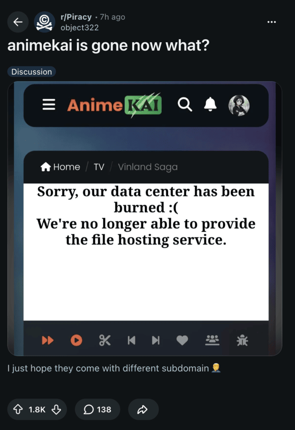 Mensaje de cierre de AnimeKai.