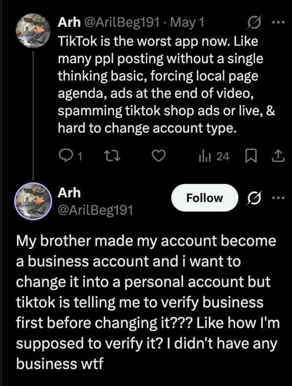 Problema de cuenta de TikTok.