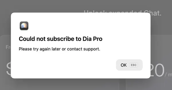 Dia error message.