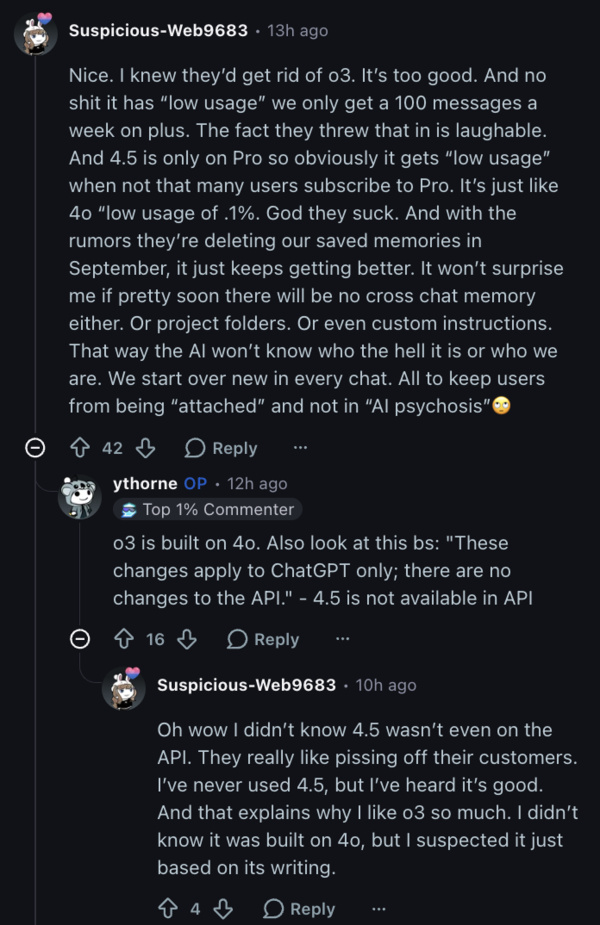 Reddit comments.