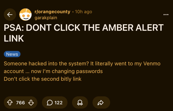 Temor sobre la alerta Amber.