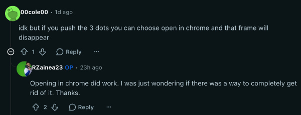 Reddit workaround.