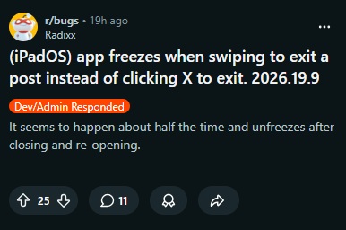 Reddit acknowledges new iPad app freezing issues after Liquid Glass UI ...