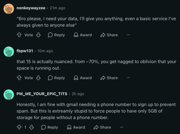 Reactions to the change on Reddit.