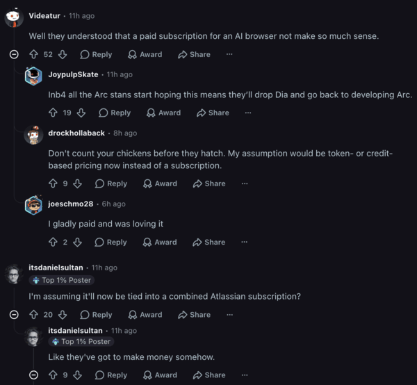 Reddit comments.