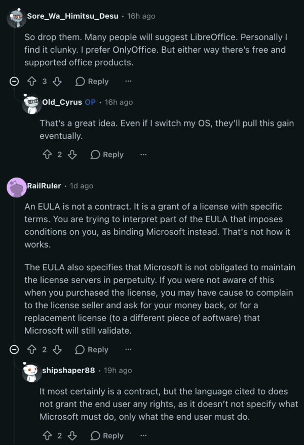 Reddit comments.