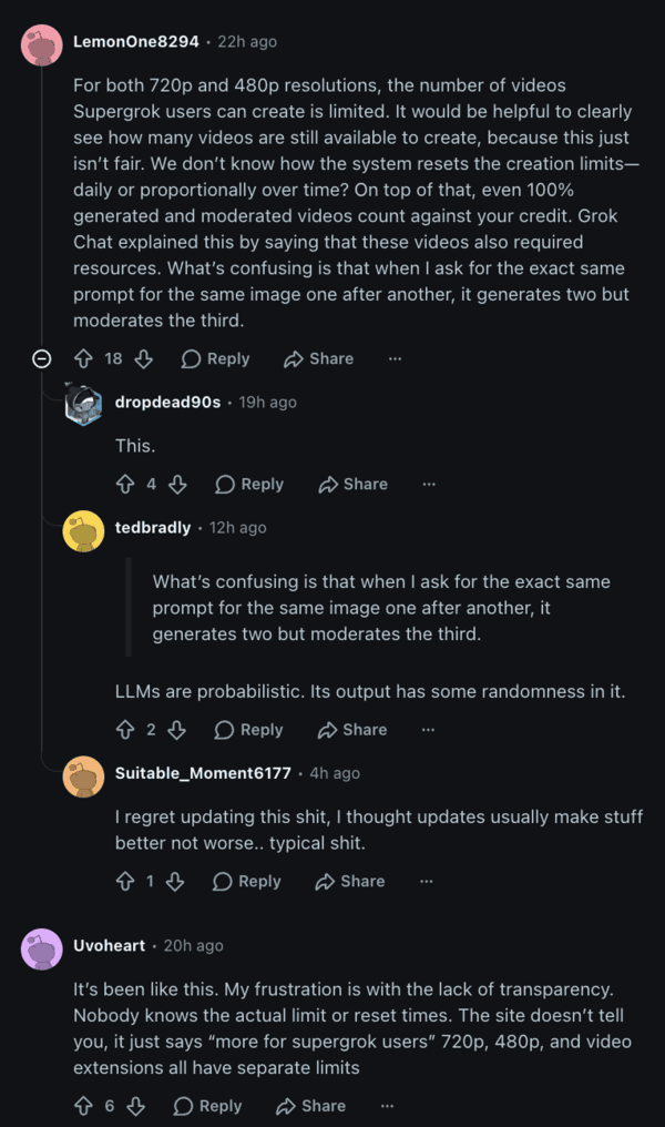 Comentarios de Reddit sobre el problema.