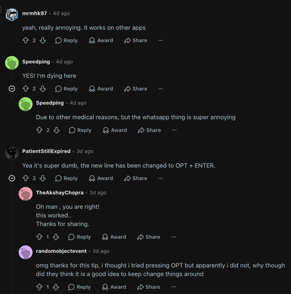 Reddit comments.