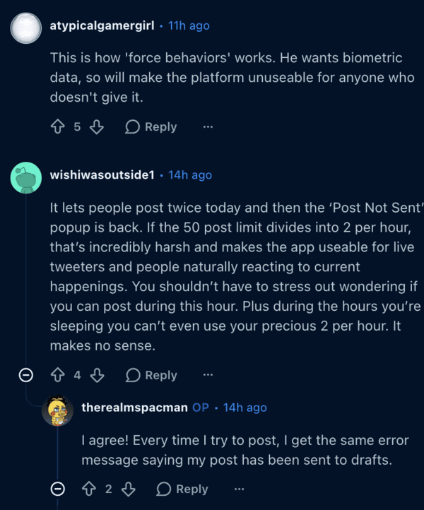 Reddit reactions.