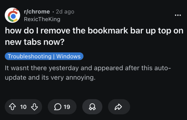 Problema de la barra de marcadores en Chrome.