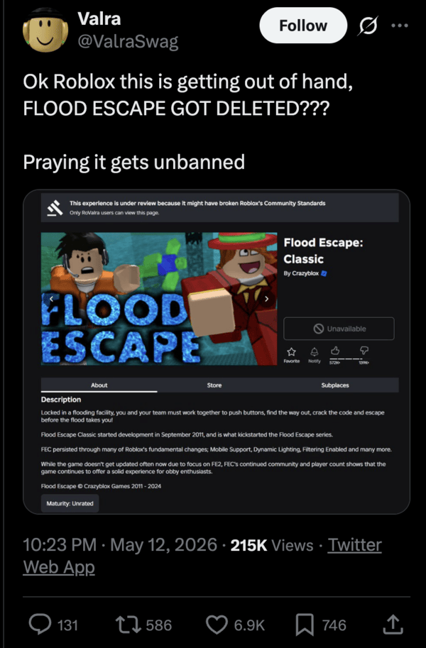 Players frustrated about Flood Escape.