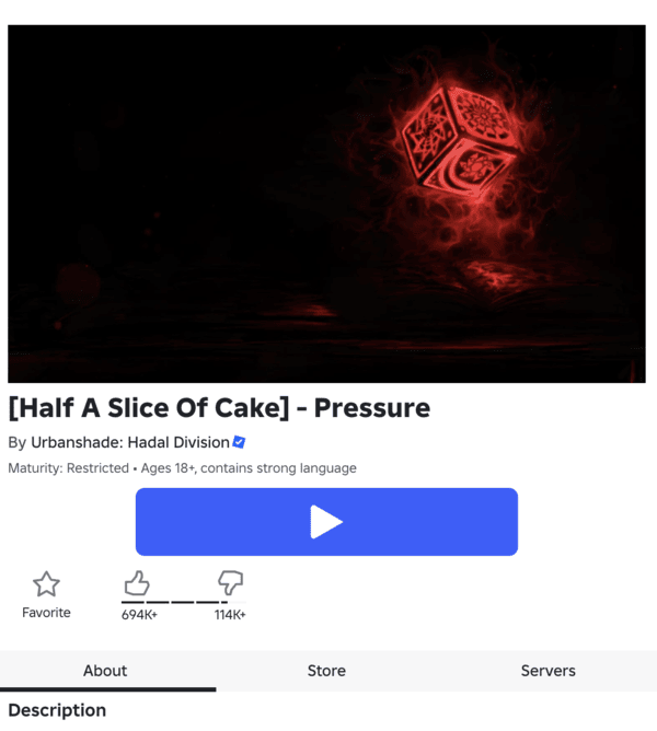 Roblox Pressure ha regresado.
