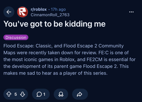 Flood Escape removed.