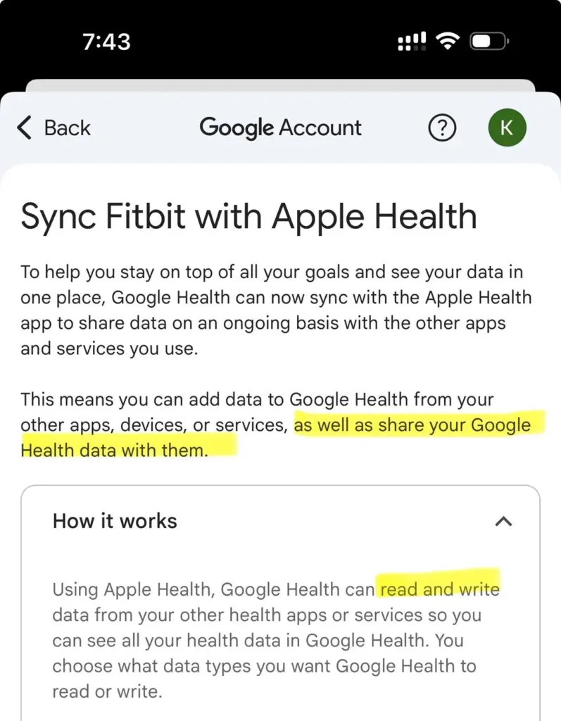 Sincronización de Fitbit con Apple Health - disponible más tarde en 2026
