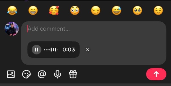 TikTok mic add voice note.