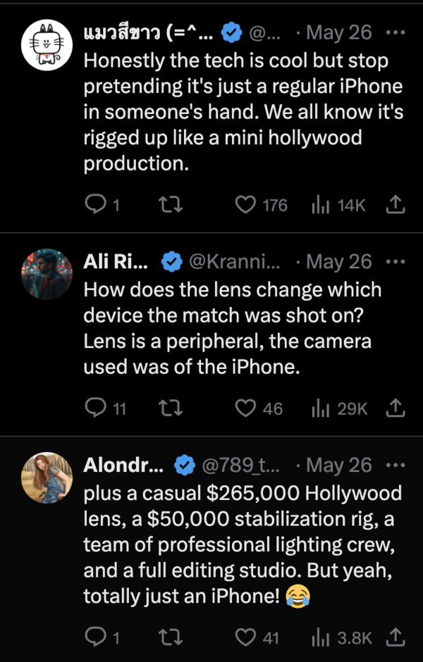 Reacciones de usuarios a 'Filmado con iPhone'.