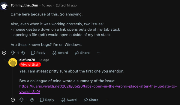 Vivaldi issues response.