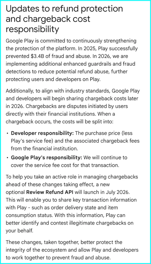 documentación sobre la responsabilidad de costo de contracargos de Google