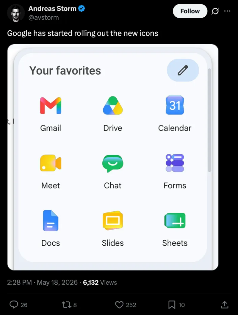 Those new Google gradient icons are finally showing up for users ...