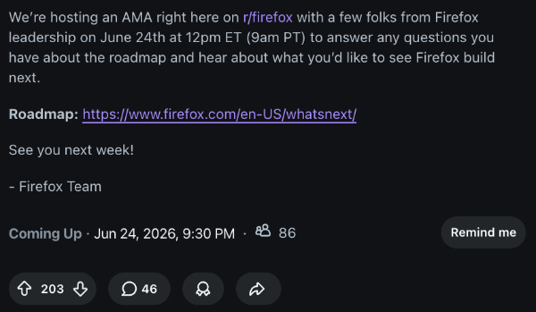 AMA announcement.