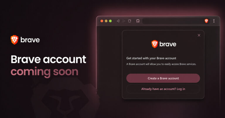 Optional “Brave account” feature is coming soon on the browser; sync remains available without login